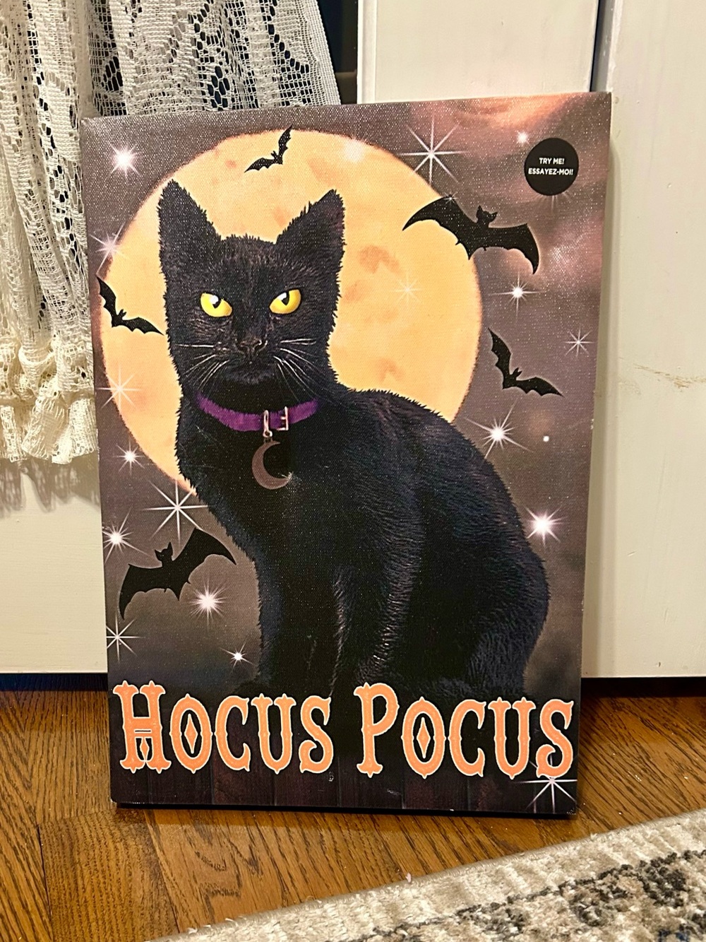 Hocus Pocus Black Cat Lit Wall Decor